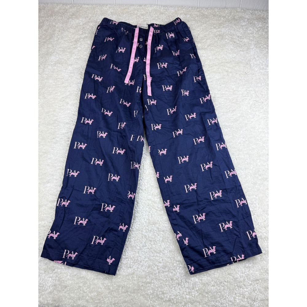 Peter Alexander Pajama Pants Women Size M Navy Pink Dachshund Logo Cotton Sleep